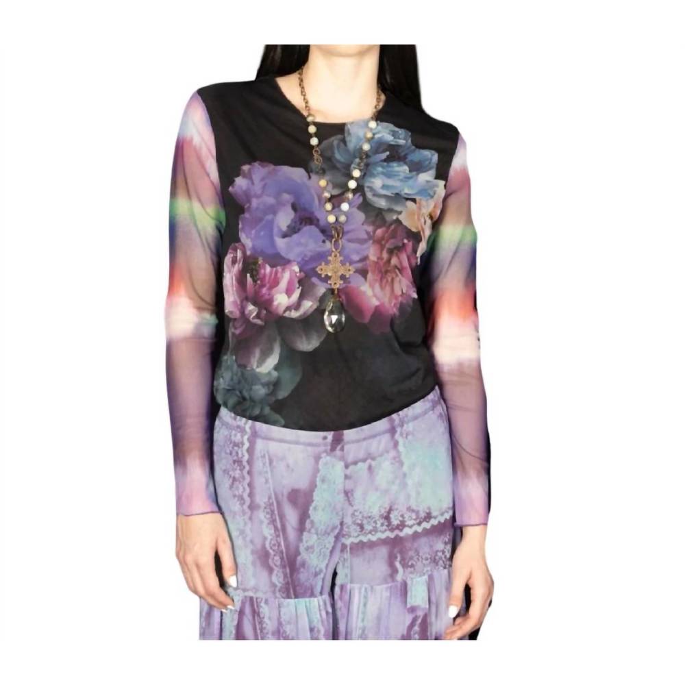 NEW PETIT POIS BY VIVIANA G sheer top in romance bouquet